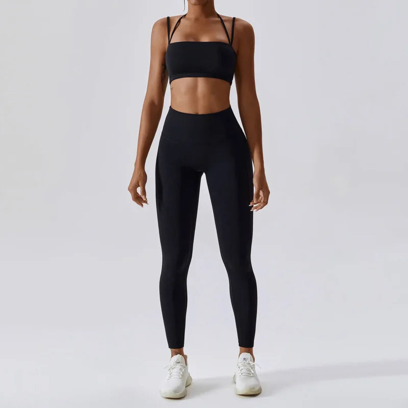 Yoga Clothing Sets Athletic Wear Women High Waist Leggings And Top Two Piece Set Seamless Gym Tracksuit Fitness Workout Outfits - HULAA