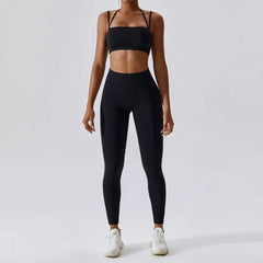 Yoga Clothing Sets Athletic Wear Women High Waist Leggings And Top Two Piece Set Seamless Gym Tracksuit Fitness Workout Outfits - HULAA
