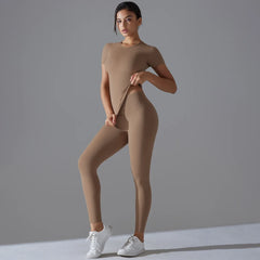 Quick-Drying Gym Leggings Set Yoga Suit Sports Set Sleeve Breathable Stretchy GYM Yoga Slim Fitness Active Top Tight Yoga Pant - HULAA