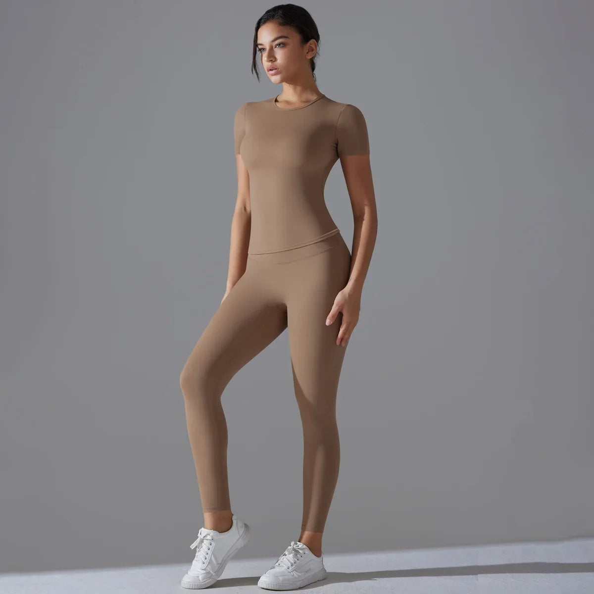 Quick-Drying Gym Leggings Set Yoga Suit Sports Set Sleeve Breathable Stretchy GYM Yoga Slim Fitness Active Top Tight Yoga Pant - HULAA