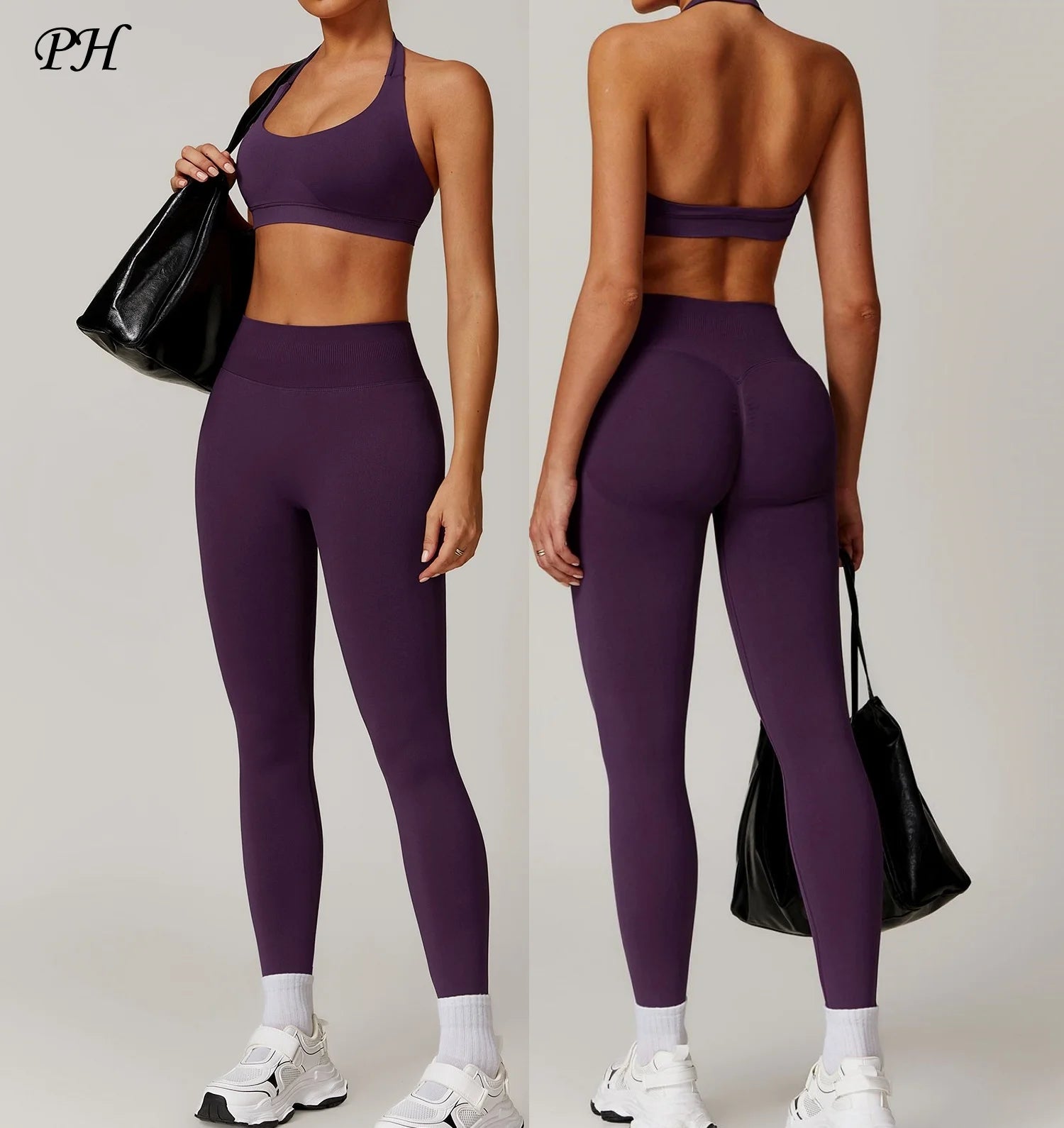 Seamless Yoga Halter Bra Leggings Set Women Gym Fitness Tracksuit Breathable Running Sport Suit Women's Workout Sportswear 2025 - HULAA