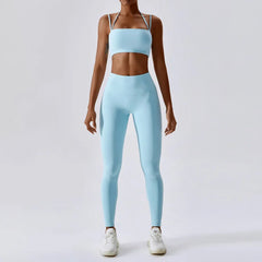 Yoga Clothing Sets Athletic Wear Women High Waist Leggings And Top Two Piece Set Seamless Gym Tracksuit Fitness Workout Outfits - HULAA
