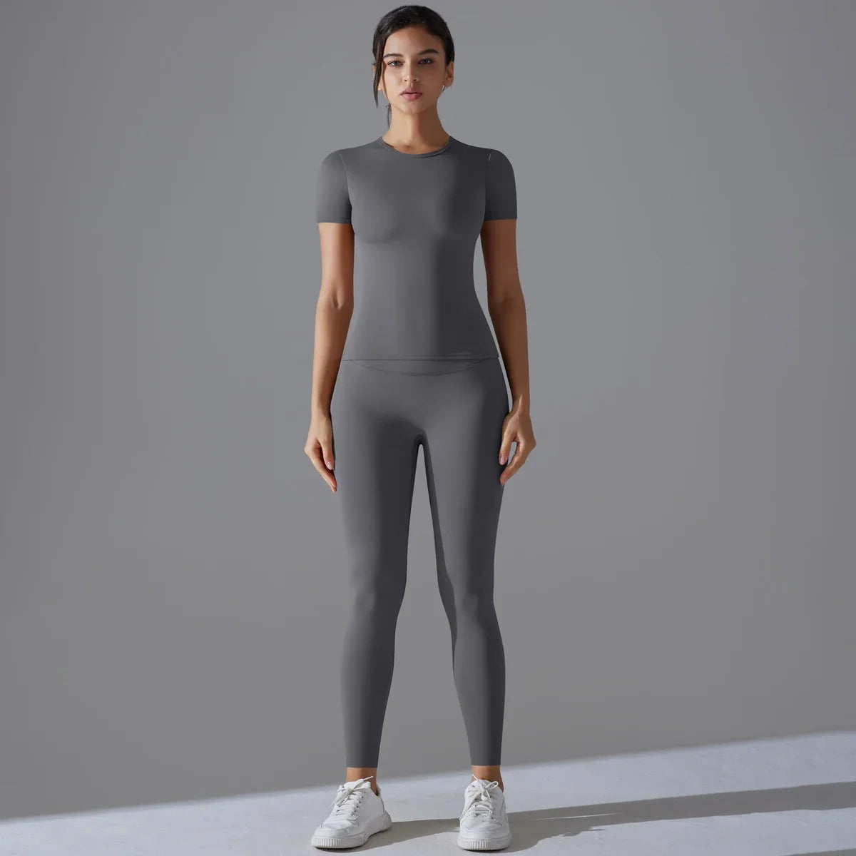 Quick-Drying Gym Leggings Set Yoga Suit Sports Set Sleeve Breathable Stretchy GYM Yoga Slim Fitness Active Top Tight Yoga Pant - HULAA