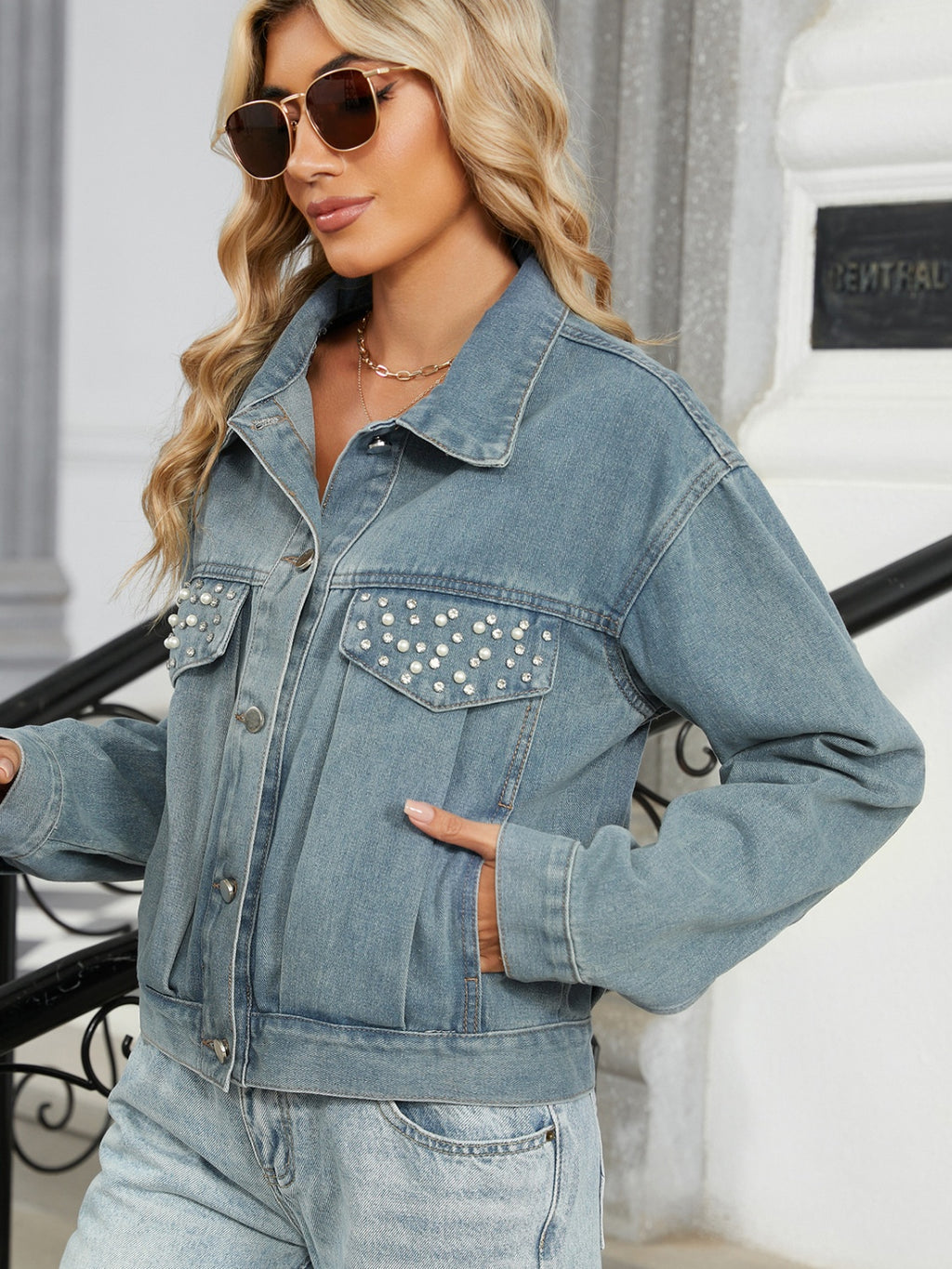 denim peplum jacket​

