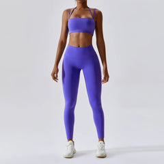 Yoga Clothing Sets Athletic Wear Women High Waist Leggings And Top Two Piece Set Seamless Gym Tracksuit Fitness Workout Outfits - HULAA