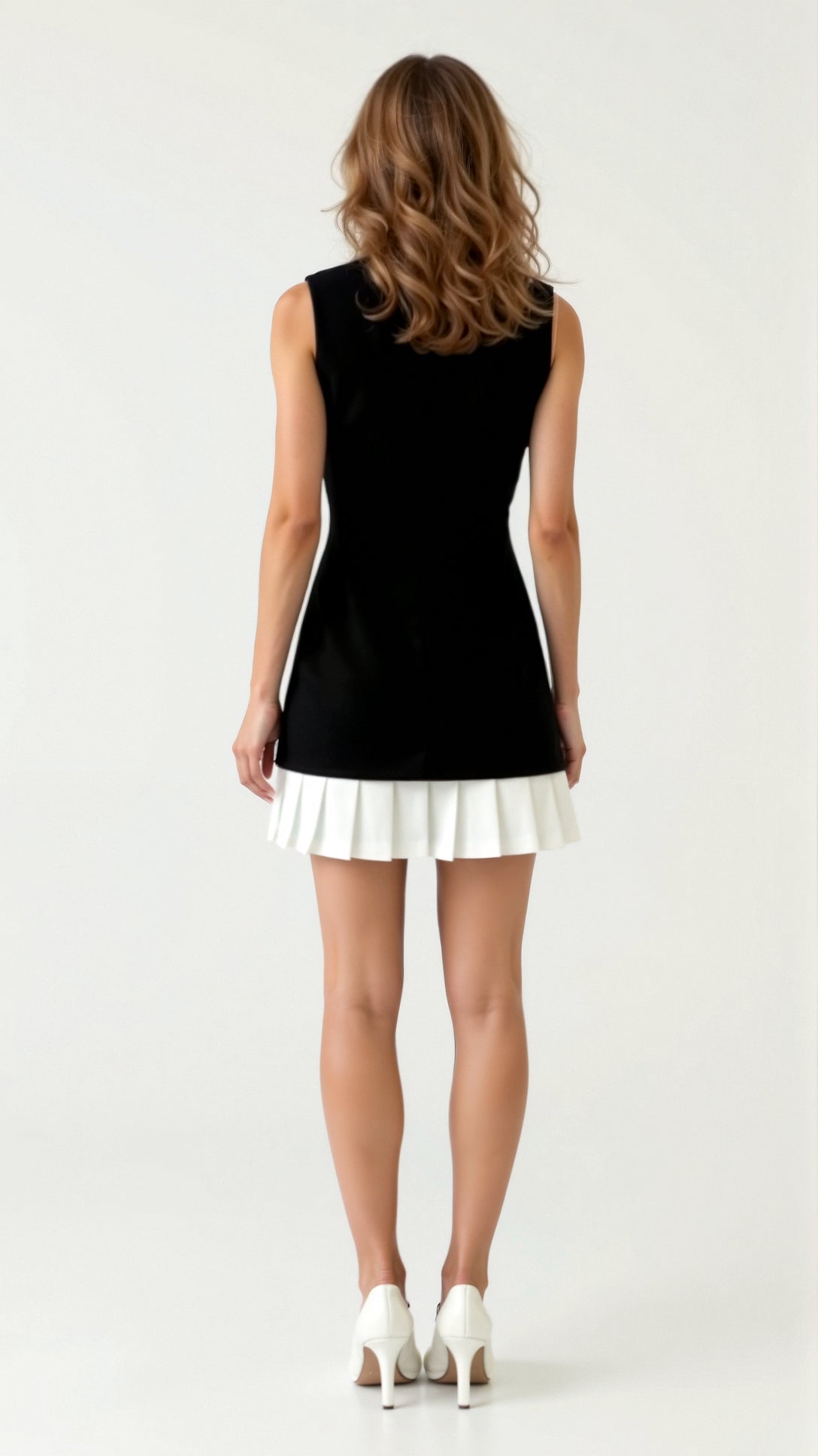 Celine A-Line Mini Dress – Sleeveless Two-Tone Modern Style